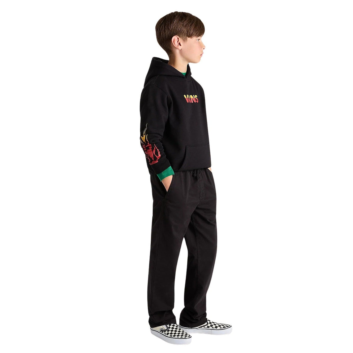 Vans Boys Flame Hoodie - Black - Boys Pullover Hoodie by Vans