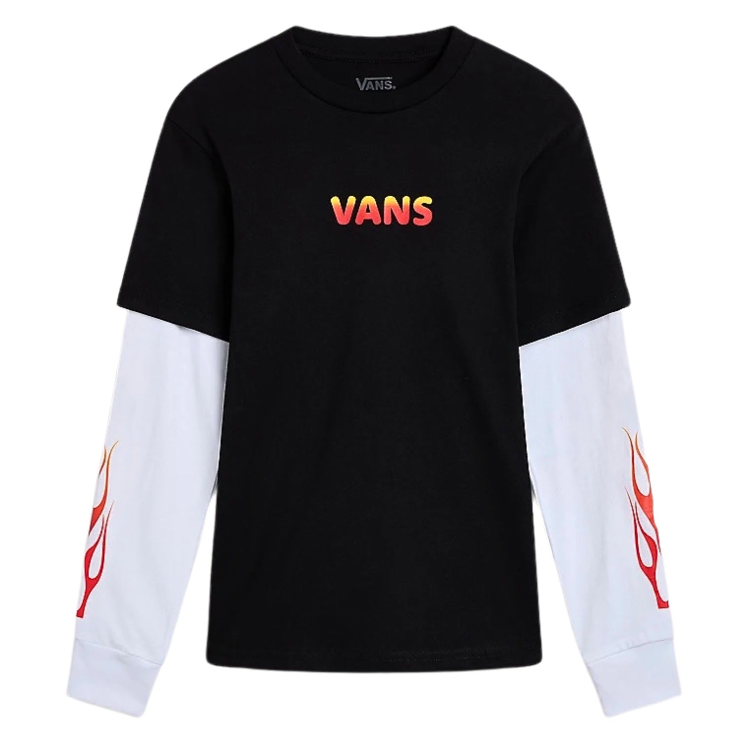 Vans Boys Flame Thrower Twofer Longsleeve T-Shirt - Black - Boys Skate Brand T-Shirt by Vans