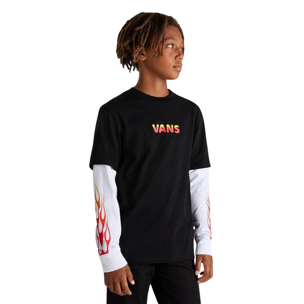 Vans Boys Flame Thrower Twofer Longsleeve T-Shirt - Black - Boys Skate Brand T-Shirt by Vans