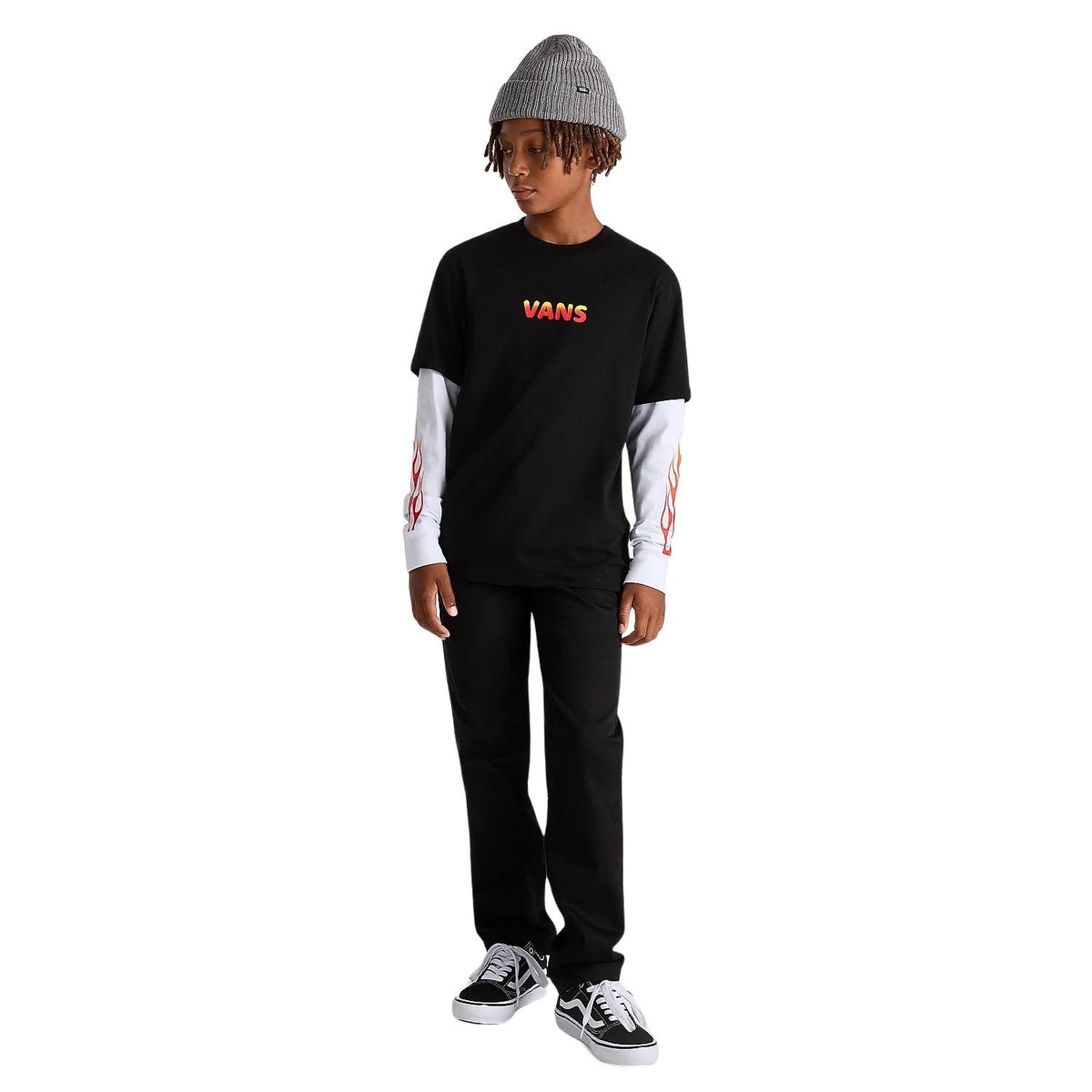 Vans Boys Flame Thrower Twofer Longsleeve T-Shirt - Black - Boys Skate Brand T-Shirt by Vans