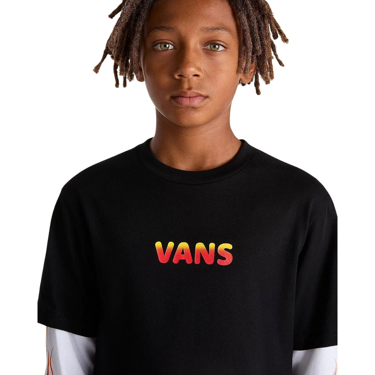 Vans Boys Flame Thrower Twofer Longsleeve T-Shirt - Black - Boys Skate Brand T-Shirt by Vans