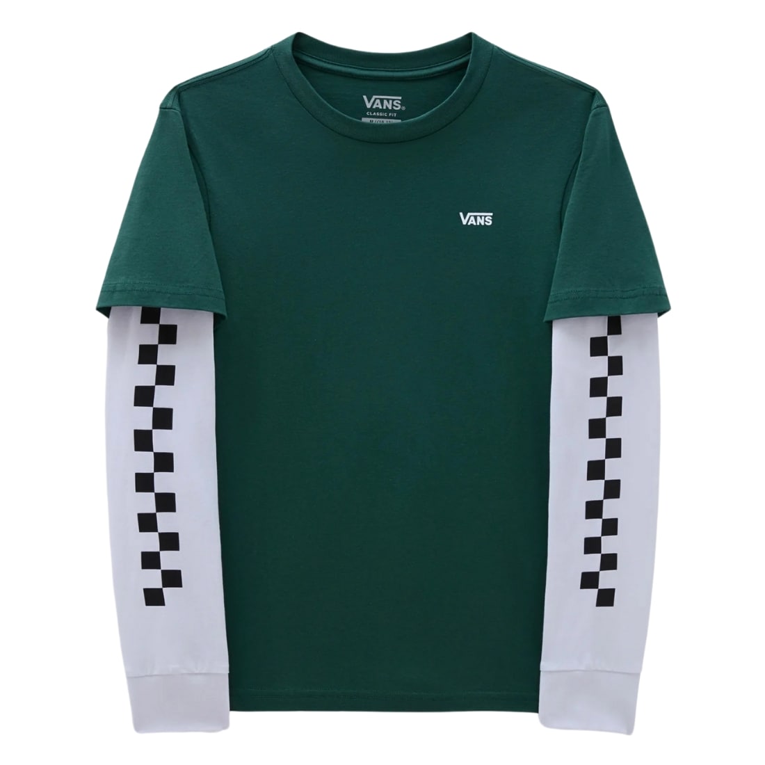 Vans Boys Long Check Twofer Long Sleeve T-Shirt - Bistro Green - Boys Skate Brand T-Shirt by Vans