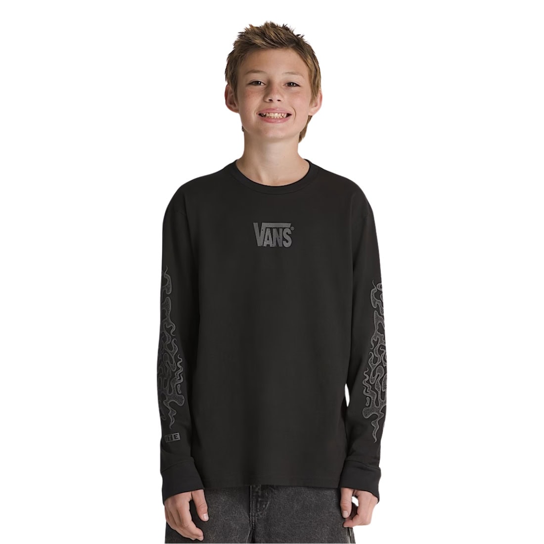 Vans Boys MTE Wavy Dune Longsleeve Kids T-Shirt - Black - Boys Skate Brand T-Shirt by Vans