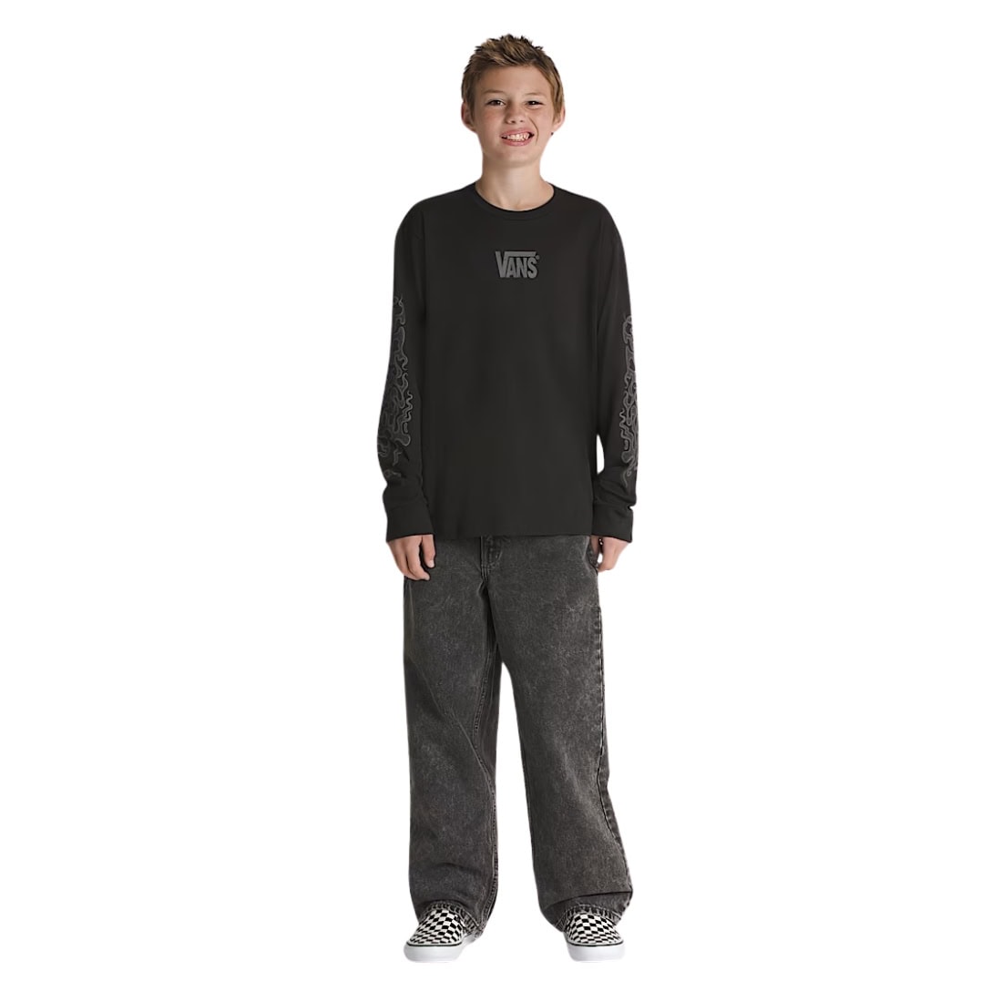 Vans Boys MTE Wavy Dune Longsleeve Kids T-Shirt - Black - Boys Skate Brand T-Shirt by Vans