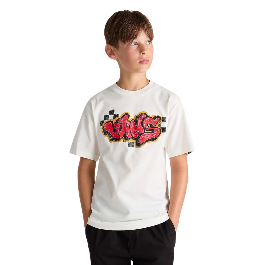 Vans Boys Tagged Kids T-Shirt - Marshmallow - Boys Skate Brand T-Shirt by Vans