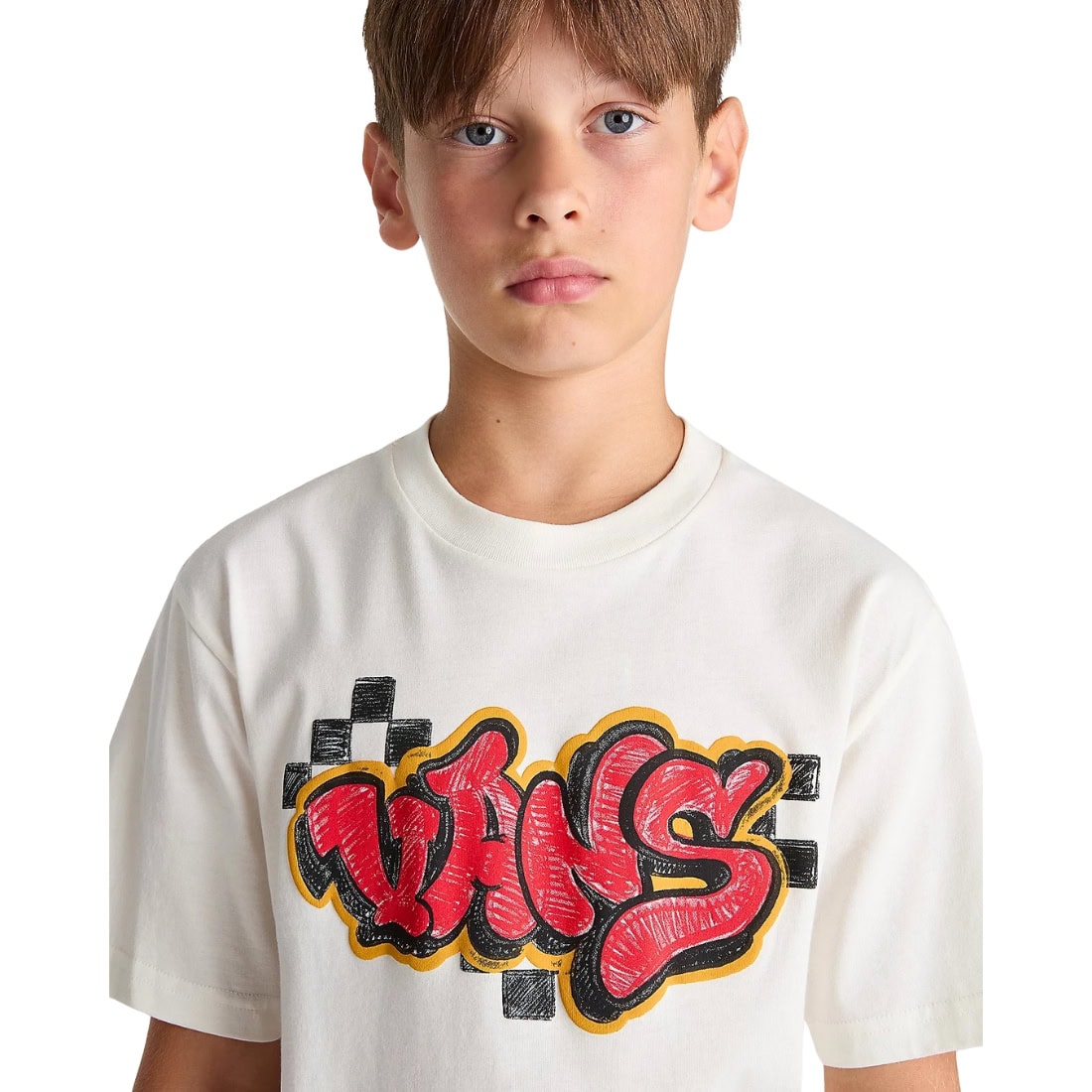 Vans Boys Tagged Kids T-Shirt - Marshmallow - Boys Skate Brand T-Shirt by Vans