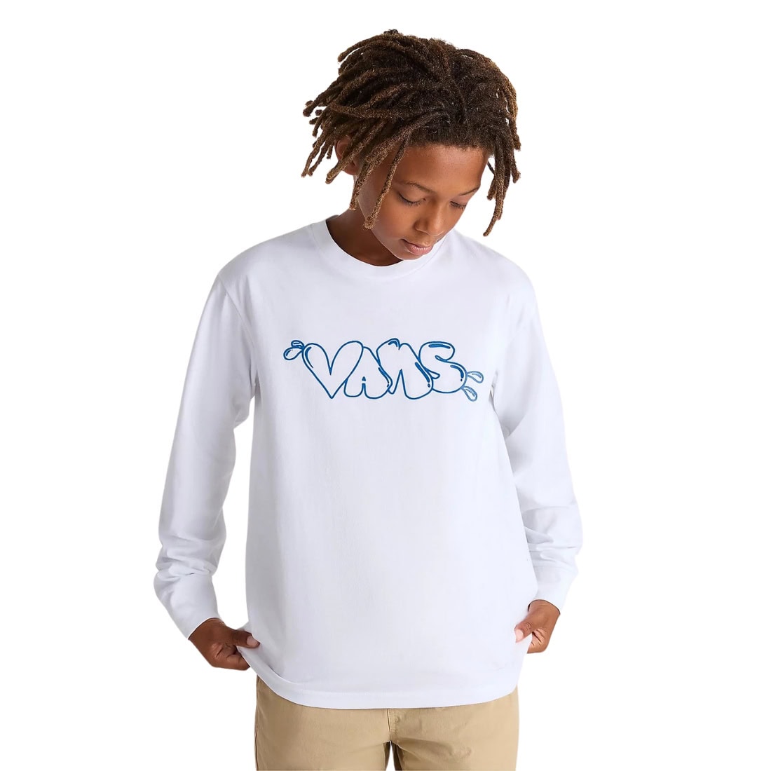 Vans Boys Caps Kids Longsleeve T-Shirt - White - Boys Skate Brand T-Shirt by Vans