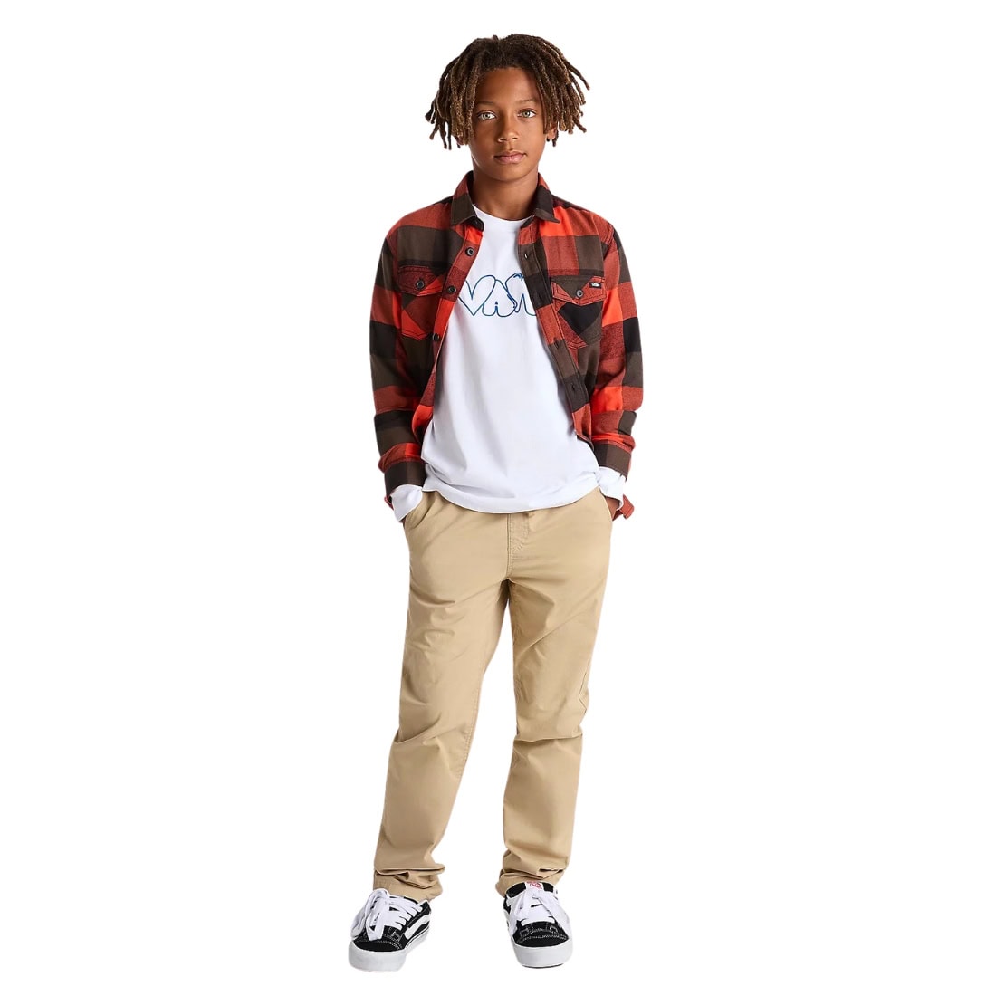 Vans Boys Caps Kids Longsleeve T-Shirt - White - Boys Skate Brand T-Shirt by Vans