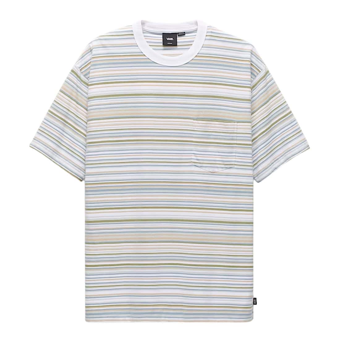 Vans Braden Stripe Knit T-Shirt - White - Mens Pocket T-Shirt by Vans