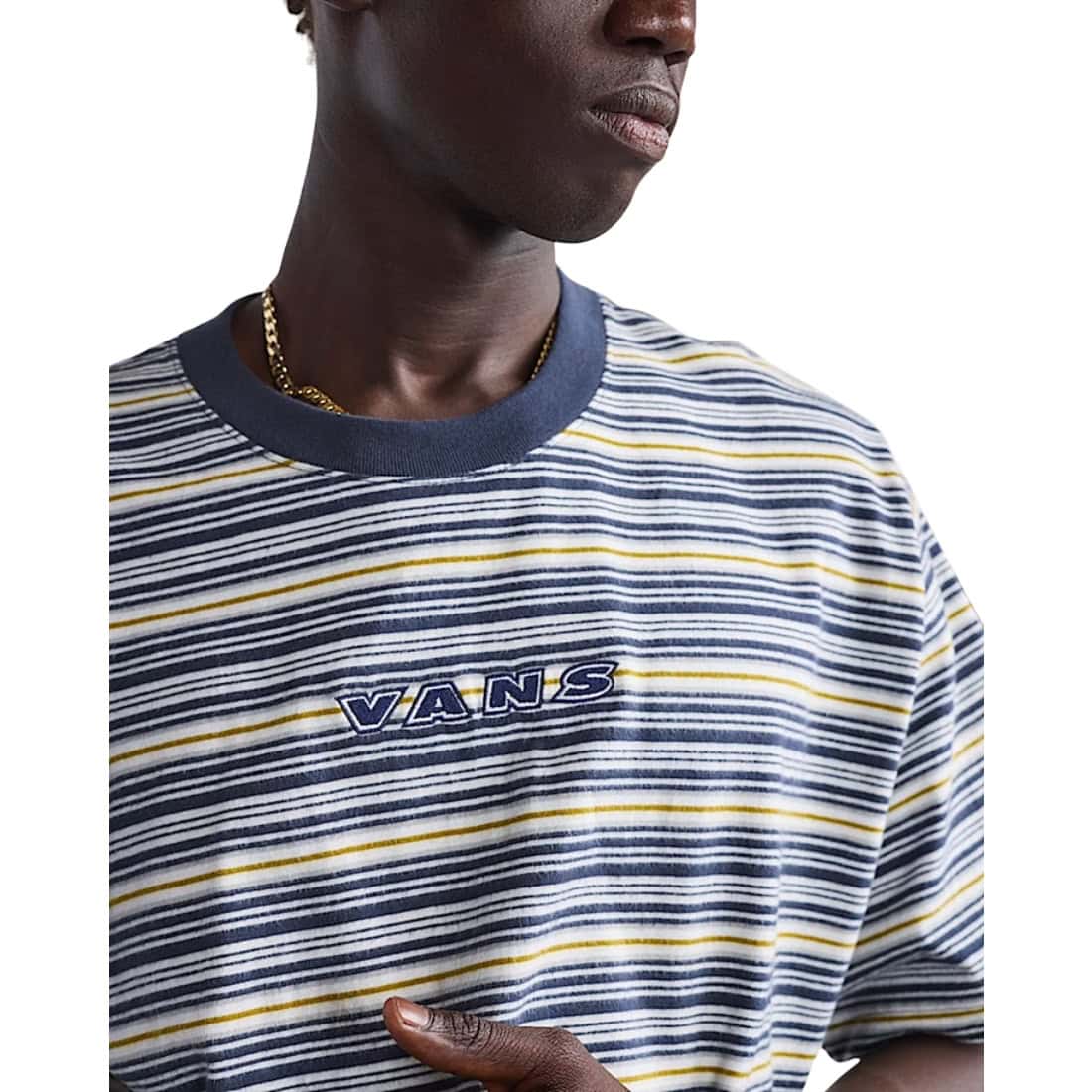Vans Cameron Stripe Knit T-Shirt - Marshmallow - Mens Graphic T-Shirt by Vans
