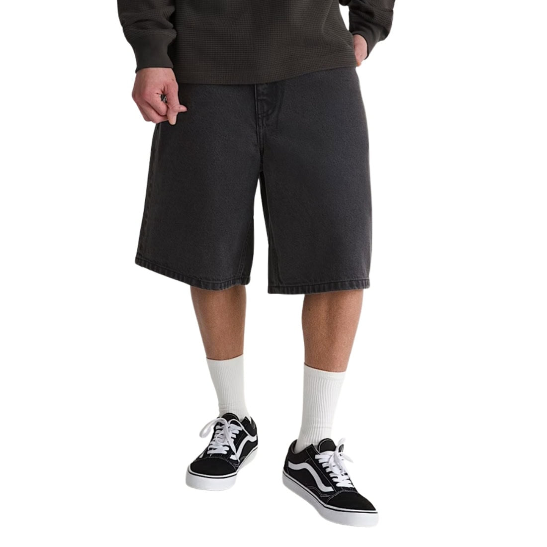Vans Check-5 Baggy Denim Shorts - Washed Black - Mens Denim Shorts by Vans