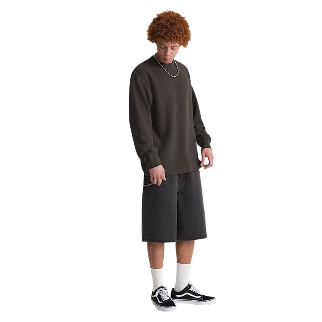 Vans Check-5 Baggy Denim Shorts - Washed Black - Mens Denim Shorts by Vans