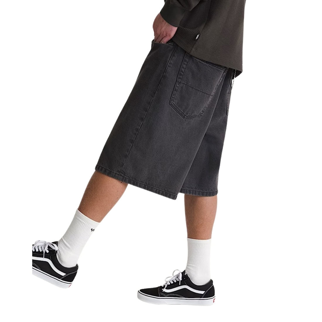 Vans Check-5 Baggy Denim Shorts - Washed Black - Mens Denim Shorts by Vans