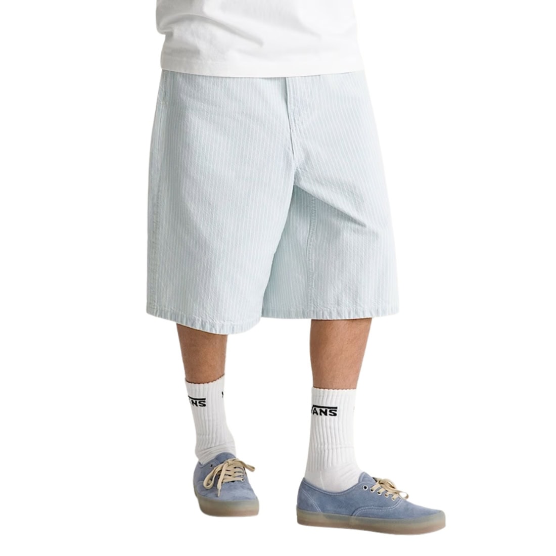 Vans Check-5 Baggy Striped Shorts - Blue Ice Stripe - Mens Denim Shorts by Vans