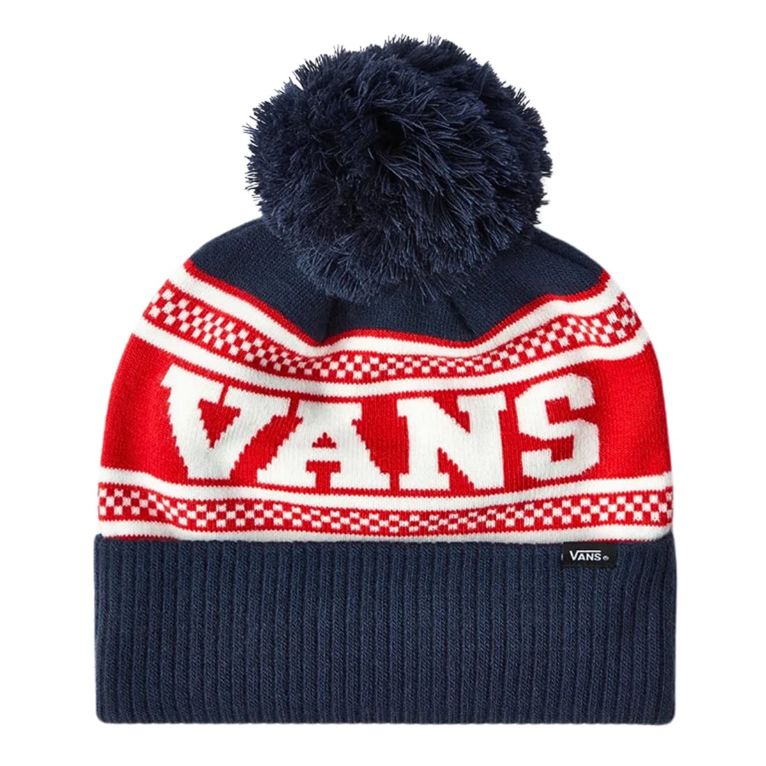 Vans Check Pom Beanie - Dress Blues - Fold Beanie by Vans