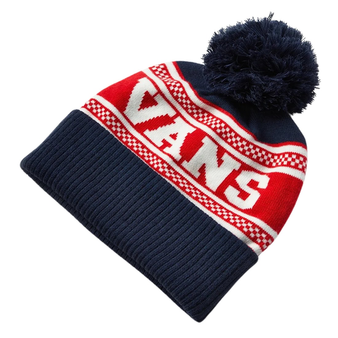 Vans Check Pom Beanie - Dress Blues - Fold Beanie by Vans