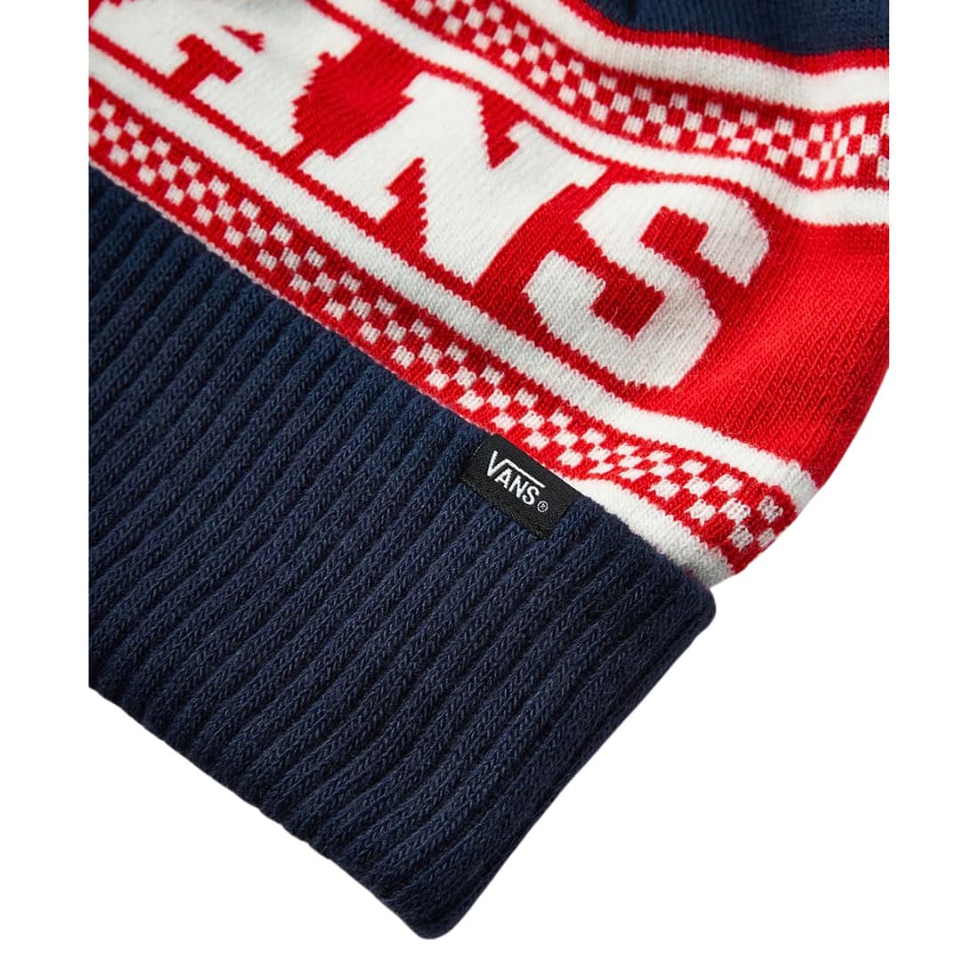 Vans Check Pom Beanie - Dress Blues - Fold Beanie by Vans