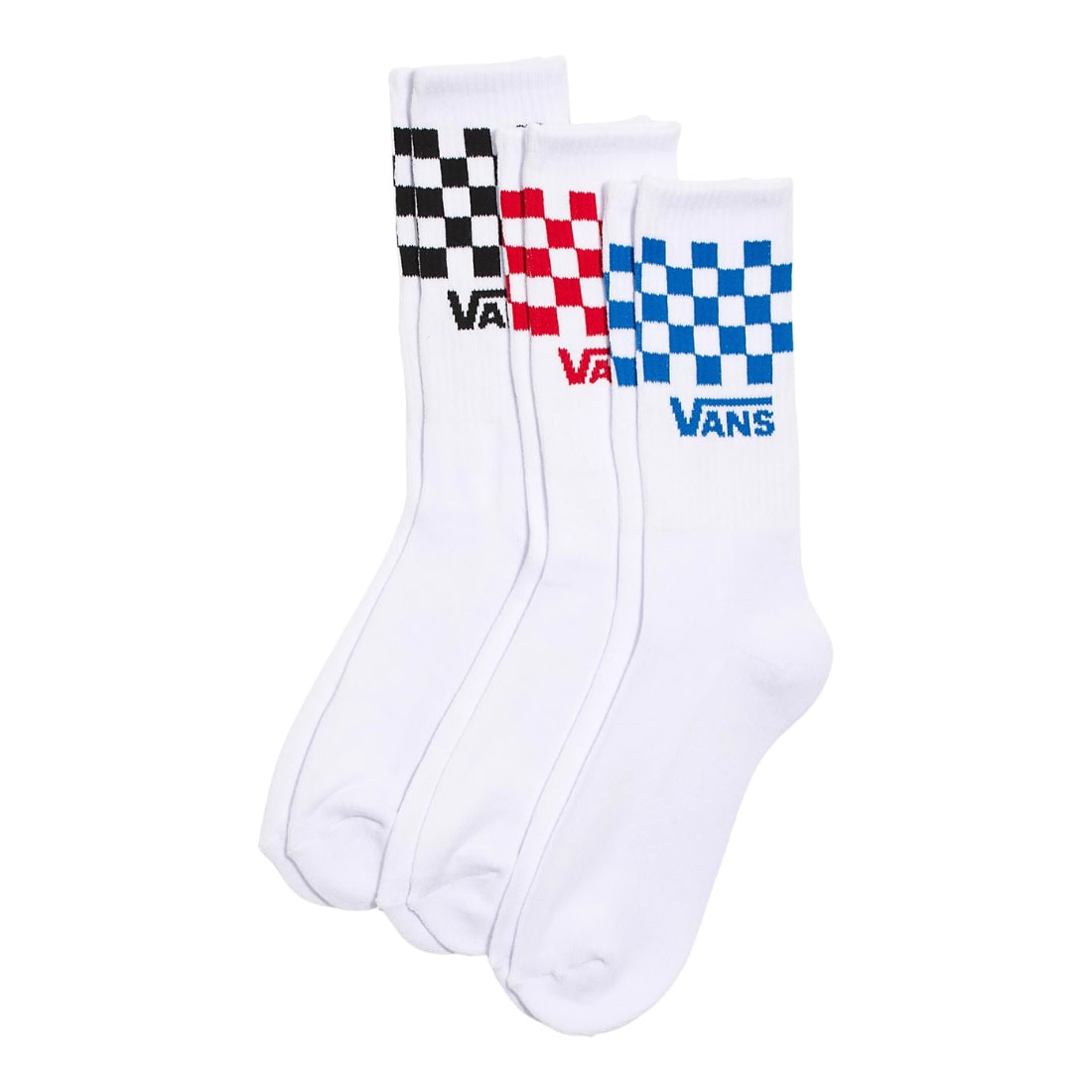 Vans Classic Check Crew Socks (3 Pack) - White - Unisex Crew Length Socks by Vans