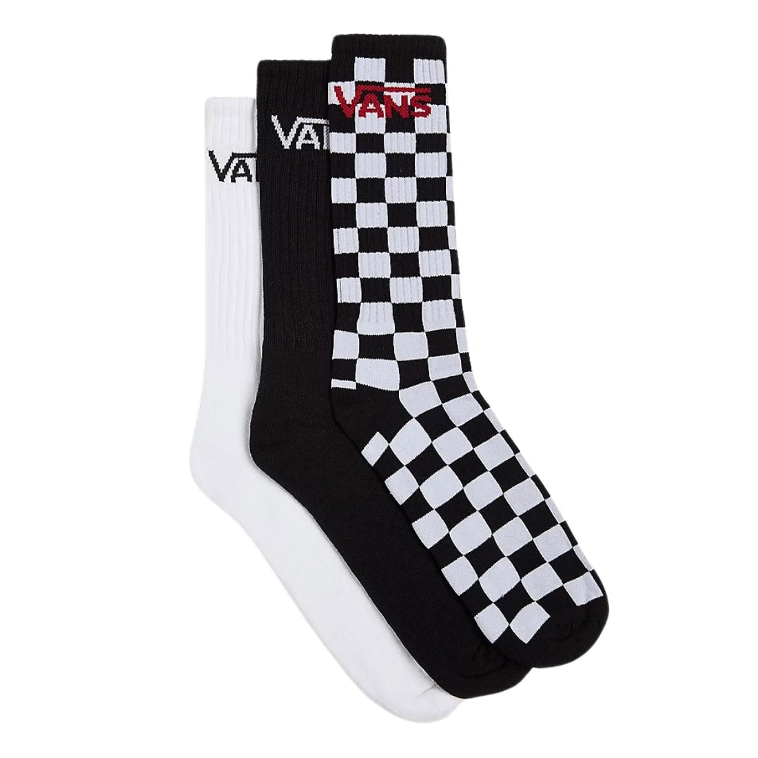 Vans Classic Crew Socks (3 Pack) - Black/White - Unisex Crew Length Socks by Vans