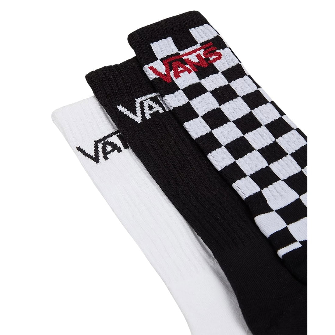 Vans Classic Crew Socks (3 Pack) - Black/White - Unisex Crew Length Socks by Vans