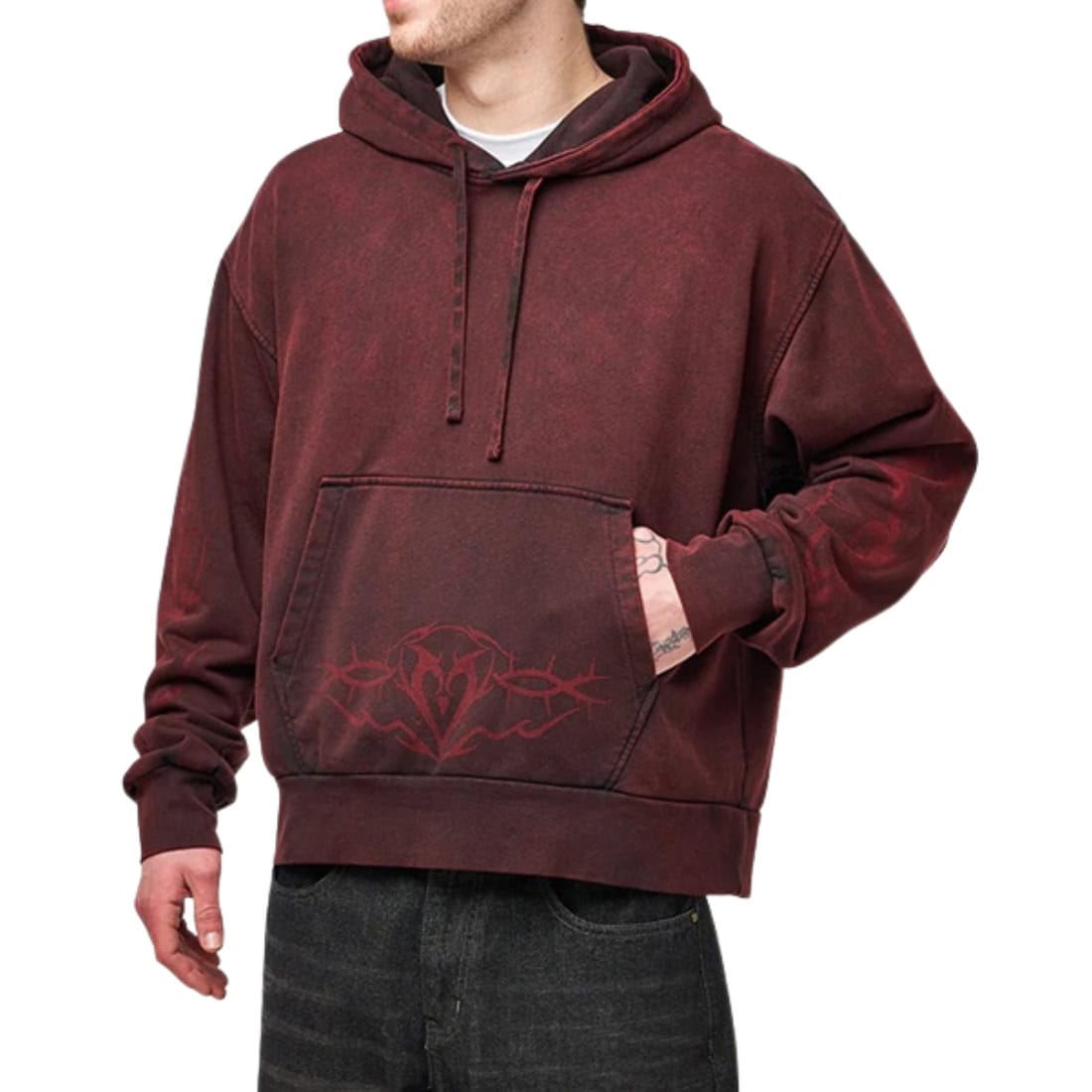 Vans Dayana Tribal Flame Pullover Hoodie - Crimson Haze - Mens Pullover Hoodie by Vans