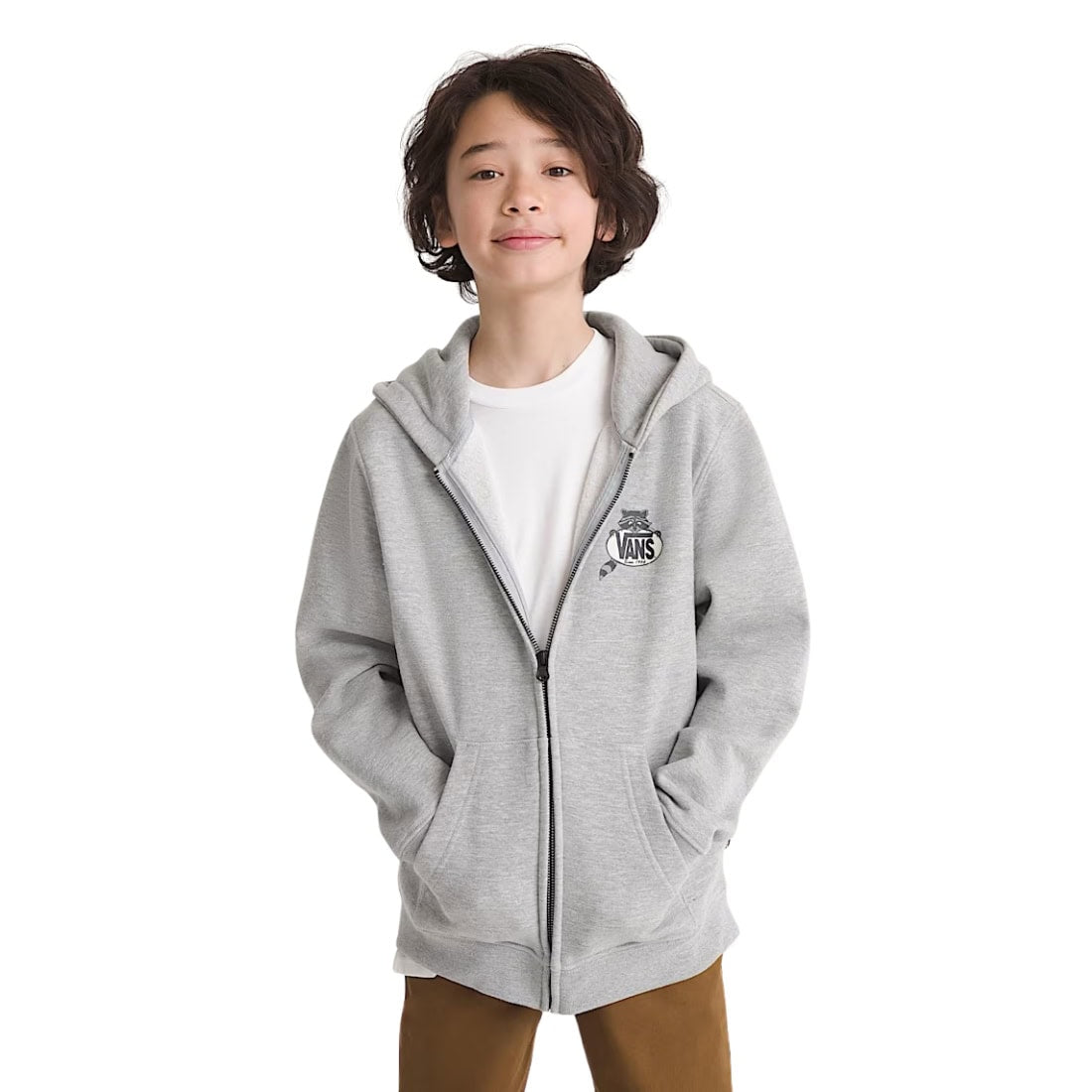 Vans Dumpster Raccoon Full Zip Hood - Cement Heather - Boys Zip Up Hoodie by Vans