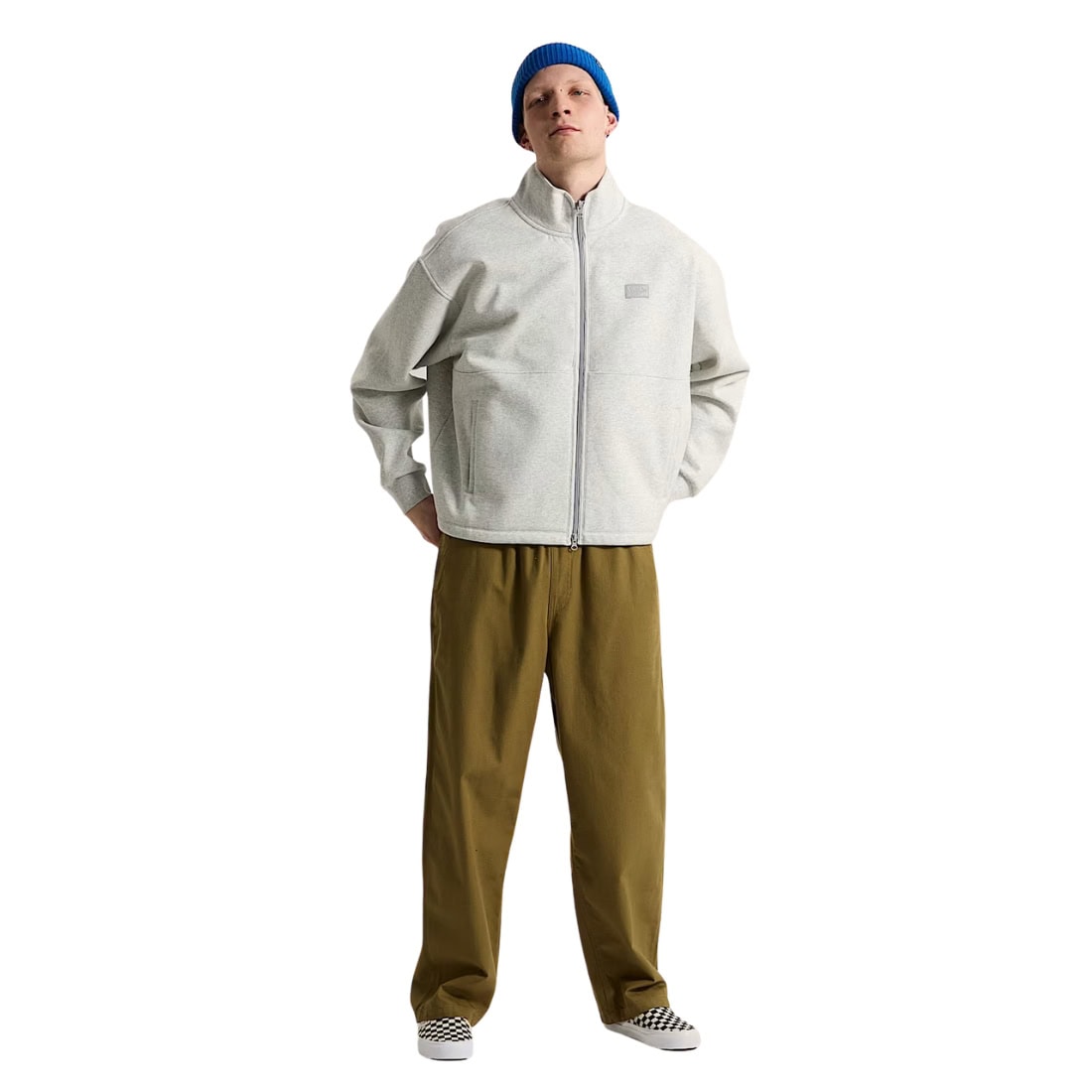 Vans Full Zip Mock Neck Fleece - Ash Heather - Mens Zip Up Hoodie by Vans