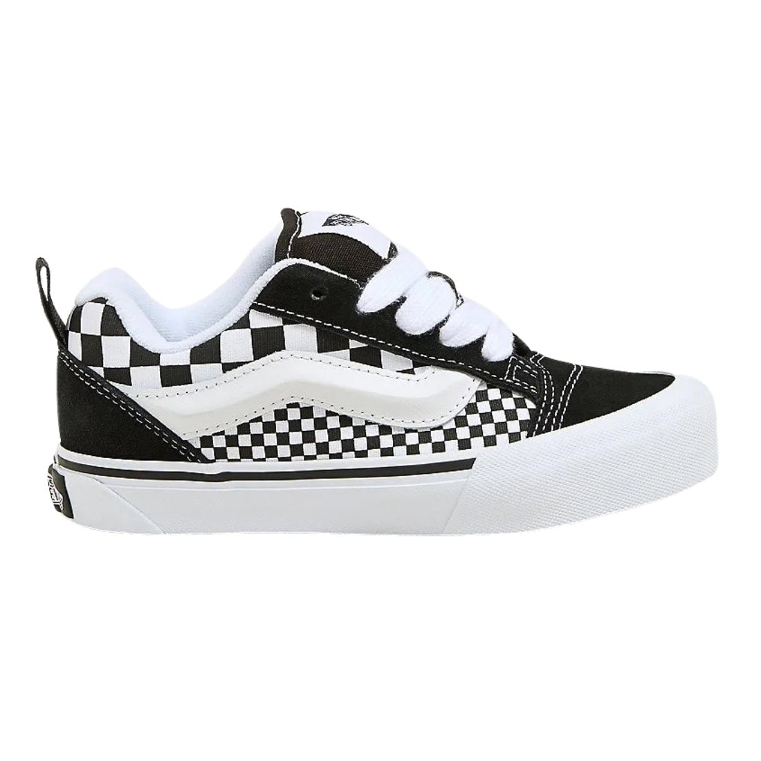 Vans Kids Knu Skool Mega Check Skate Shoes - Black/White - Boys Skate Shoes by Vans