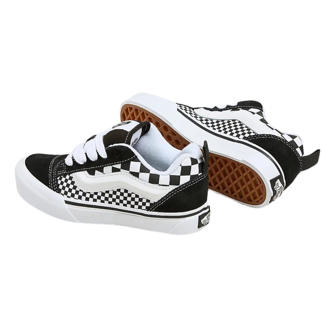 Vans Kids Knu Skool Mega Check Skate Shoes - Black/White - Boys Skate Shoes by Vans