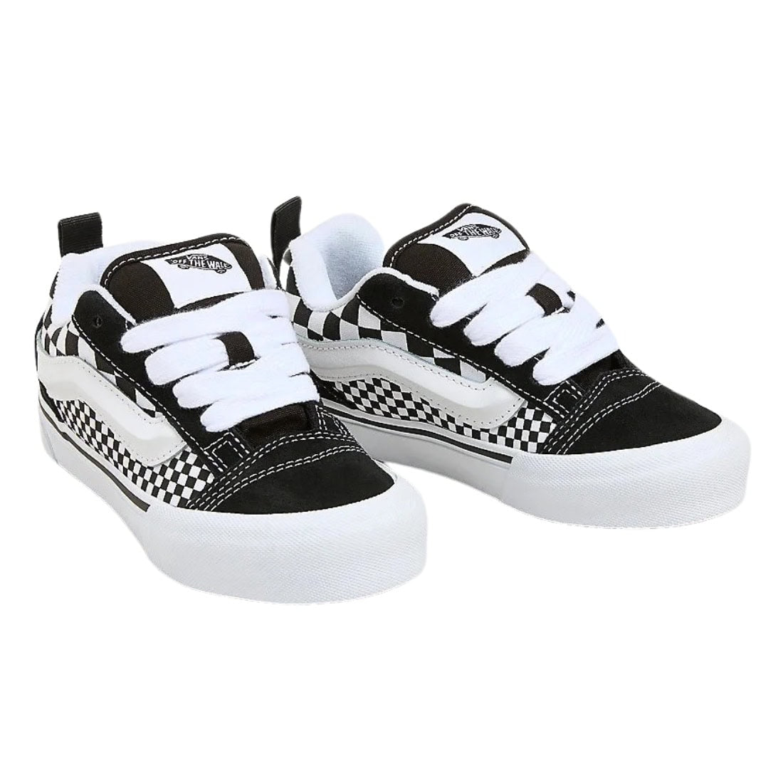 Vans Kids Knu Skool Mega Check Skate Shoes - Black/White - Boys Skate Shoes by Vans