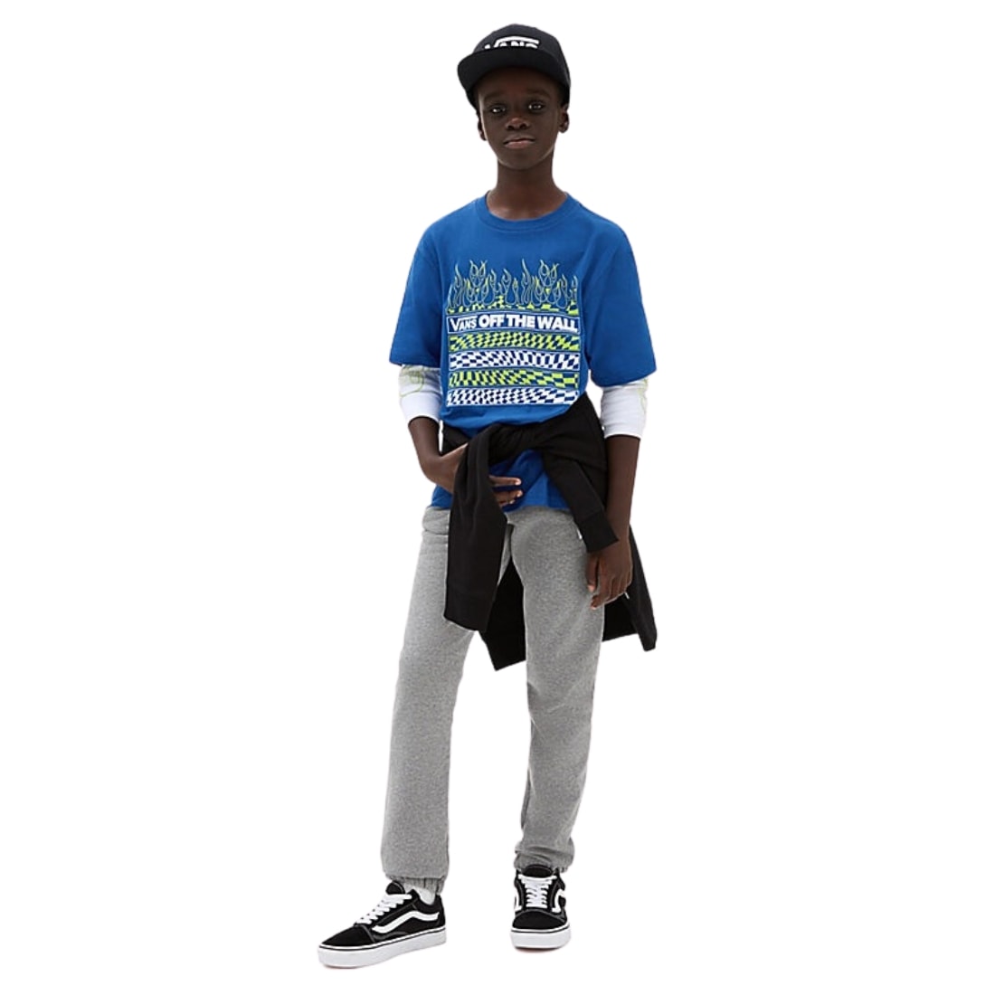 Vans Kids Neon Flames Twofer Longsleeve T-Shirt - True Blue - Boys Skate Brand T-Shirt by Vans