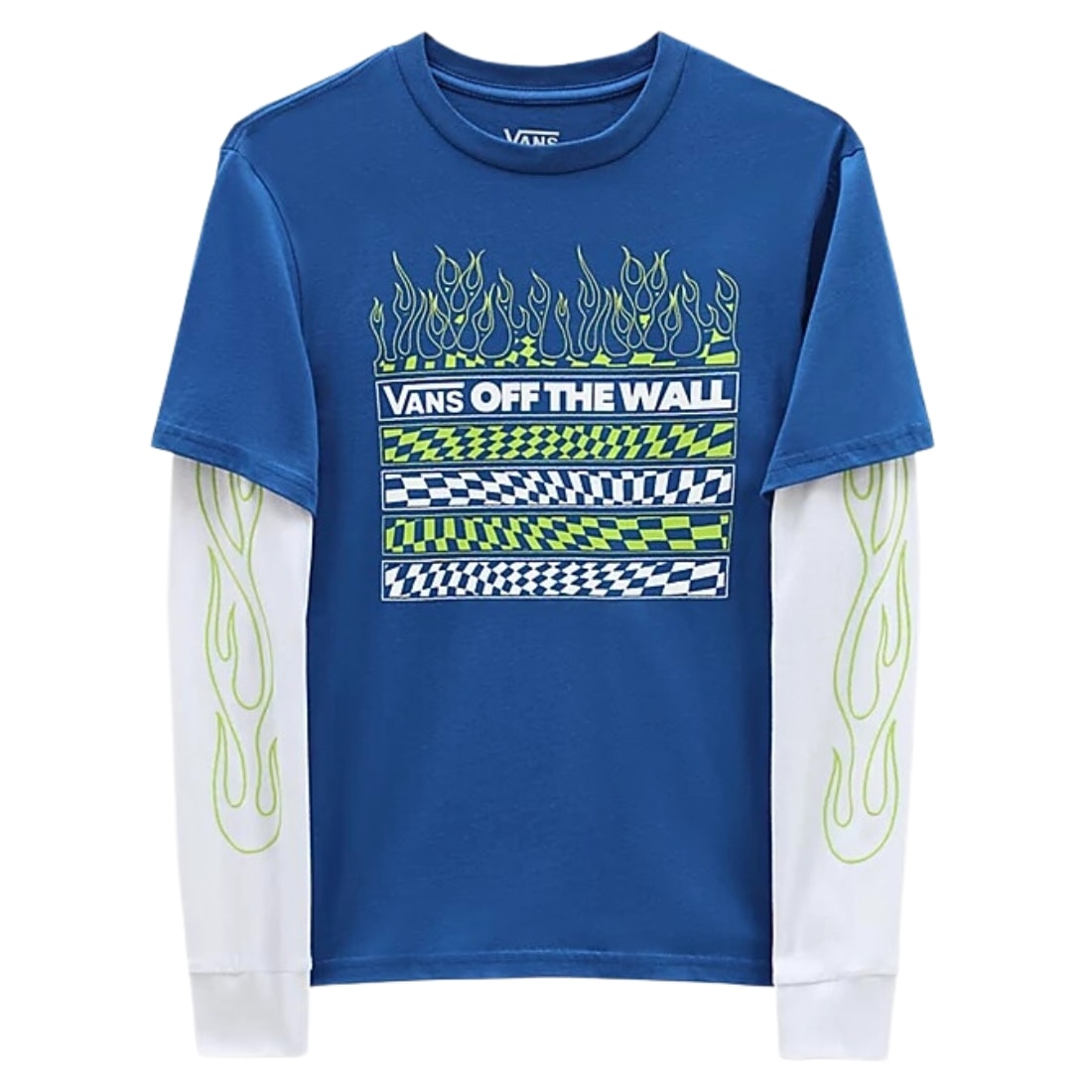 Vans Kids Neon Flames Twofer Longsleeve T-Shirt - True Blue - Boys Skate Brand T-Shirt by Vans
