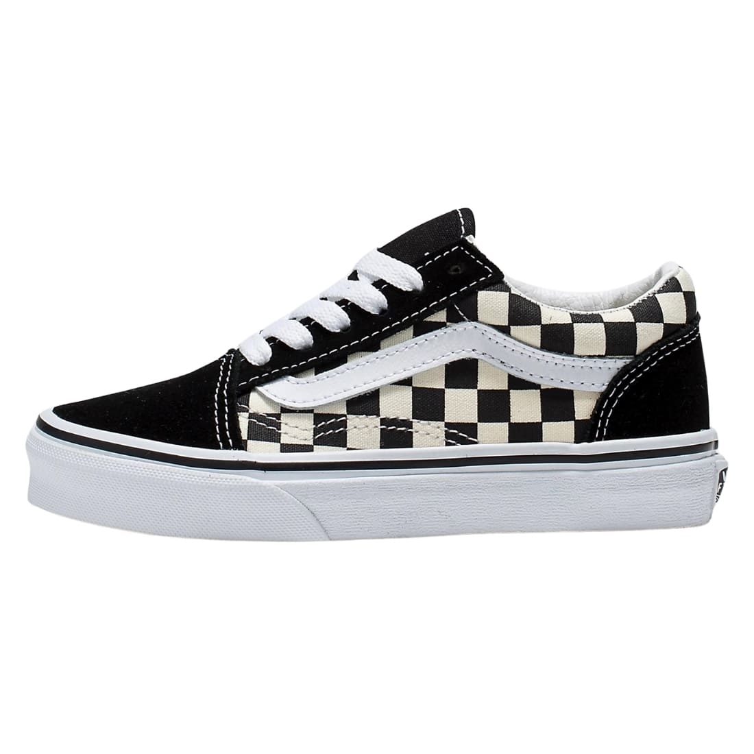 Vans Kids Old Skool Skate Shoes - (Primary Check) Black/White - Boys Skate Shoes by Vans