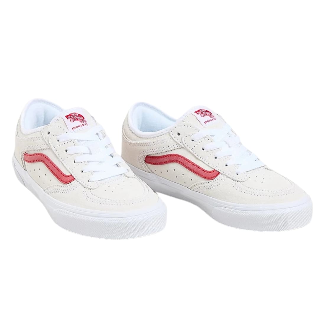 Vans Kids Rowley Classic Skate Shoes White Racing Red Free UK Delivery Yakwax