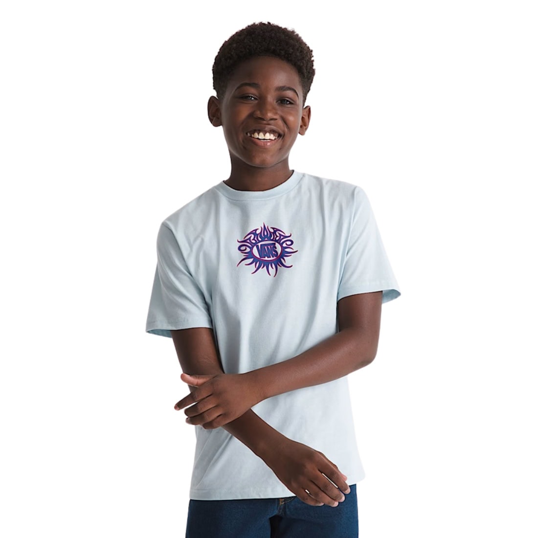 Vans Kids Torched Logo T-Shirt - Dawn Mist - Boys Skate Brand T-Shirt by Vans