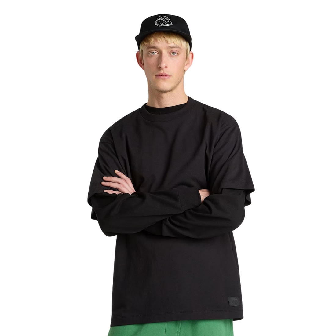 Vans Left Chest II Loose Fit Long Sleeve T-Shirt - Black - Mens Graphic T-Shirt by Vans