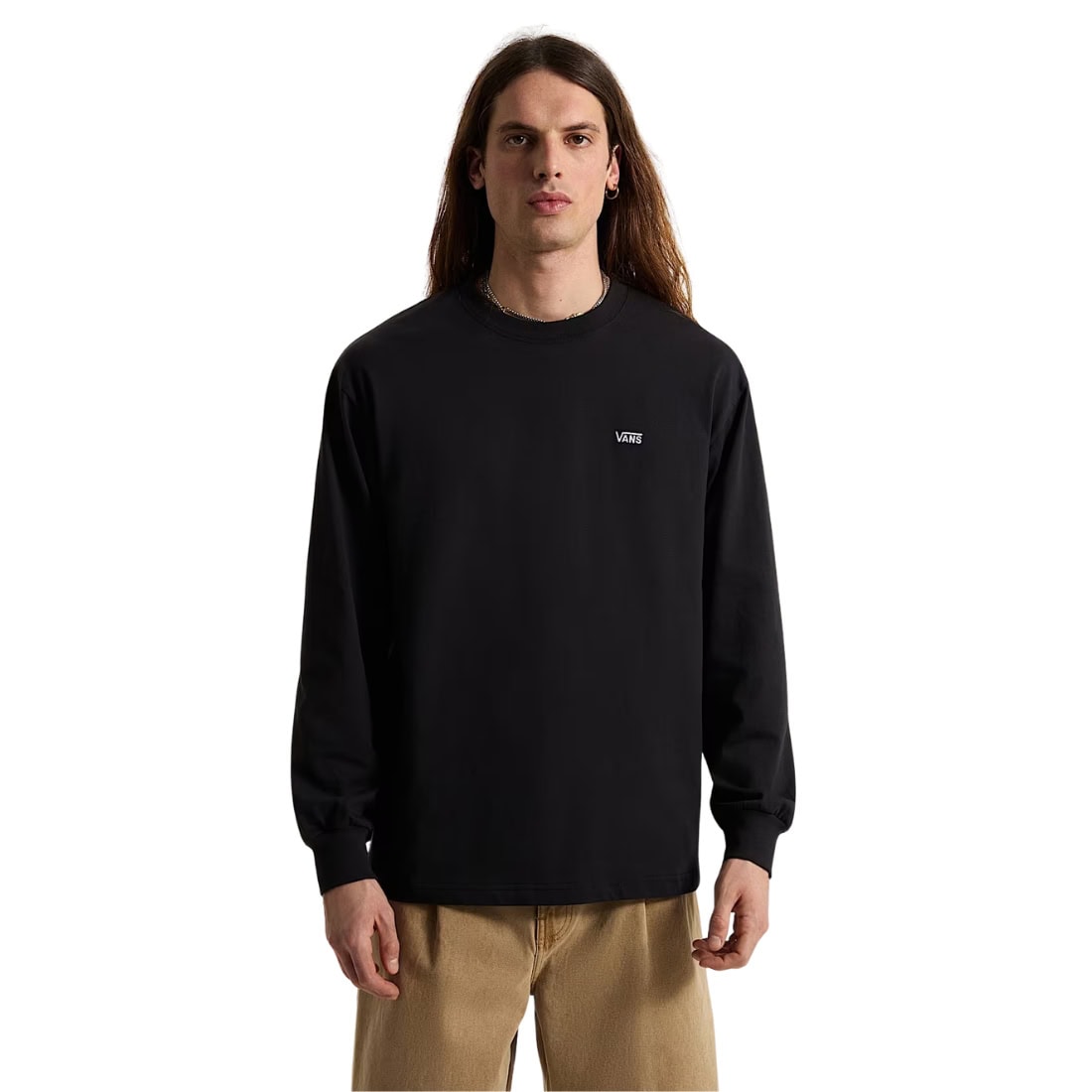Vans Left Chest II Loose Longsleeve - Black - Mens Graphic T-Shirt by Vans
