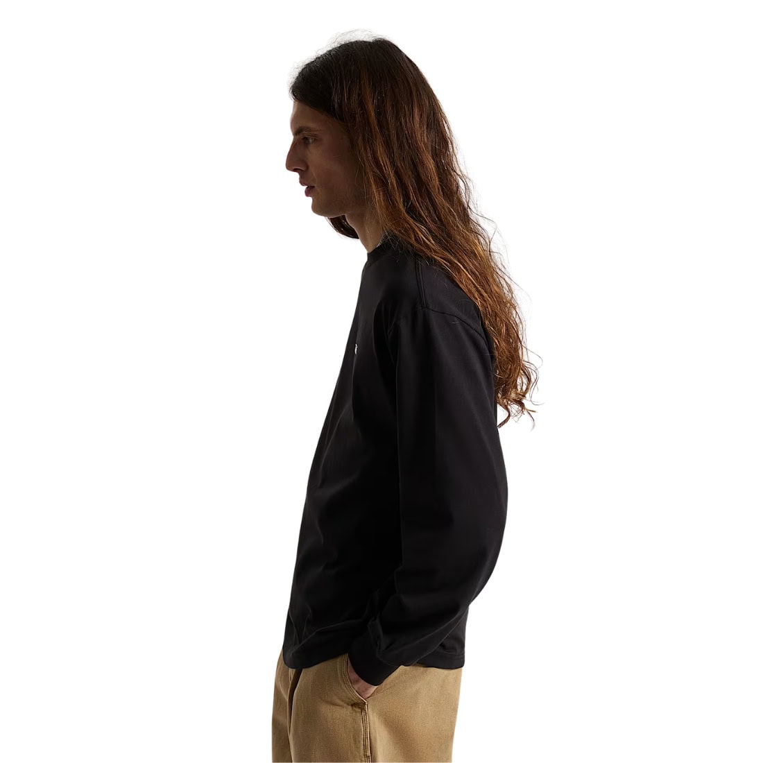 Vans Left Chest II Loose Longsleeve - Black - Mens Graphic T-Shirt by Vans