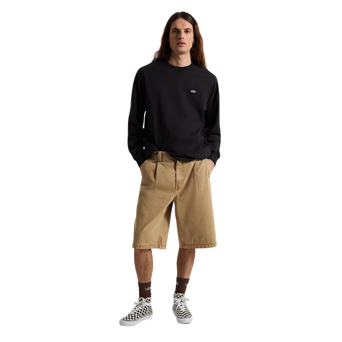 Vans Left Chest II Loose Longsleeve - Black - Mens Graphic T-Shirt by Vans