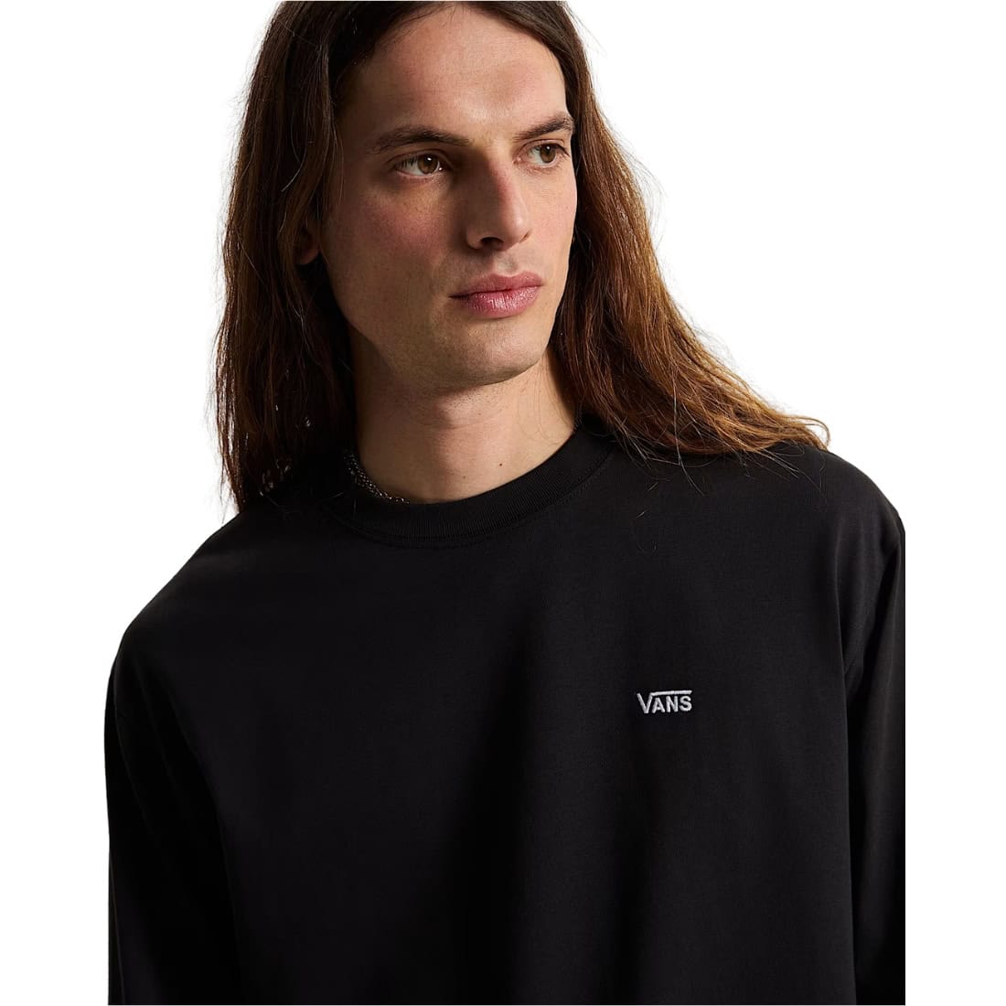 Vans Left Chest II Loose Longsleeve - Black - Mens Graphic T-Shirt by Vans