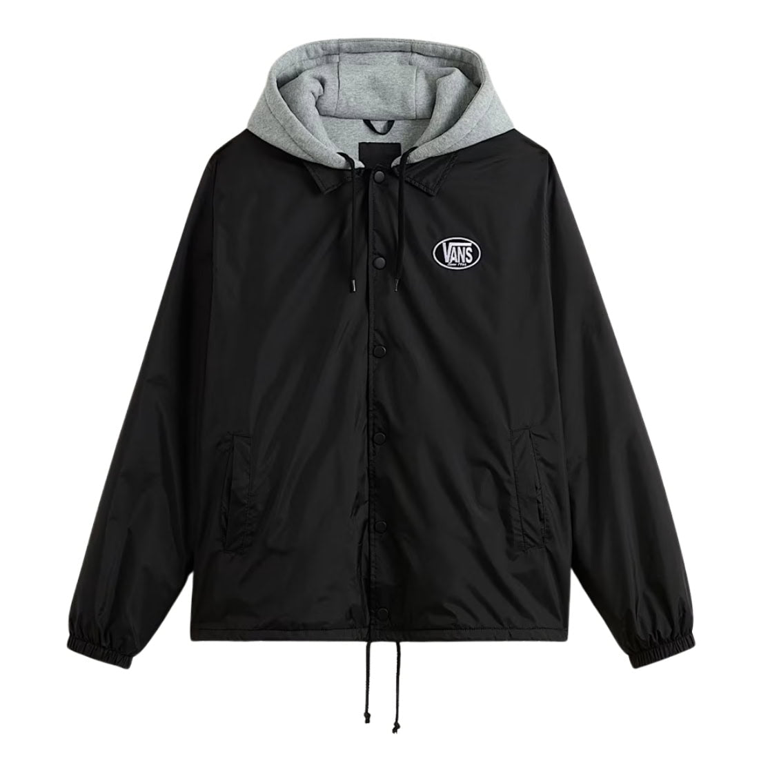 Vans Riley Hooded Coaches Jacket - Black - Mens Windbreaker/Rain Jacket by Vans