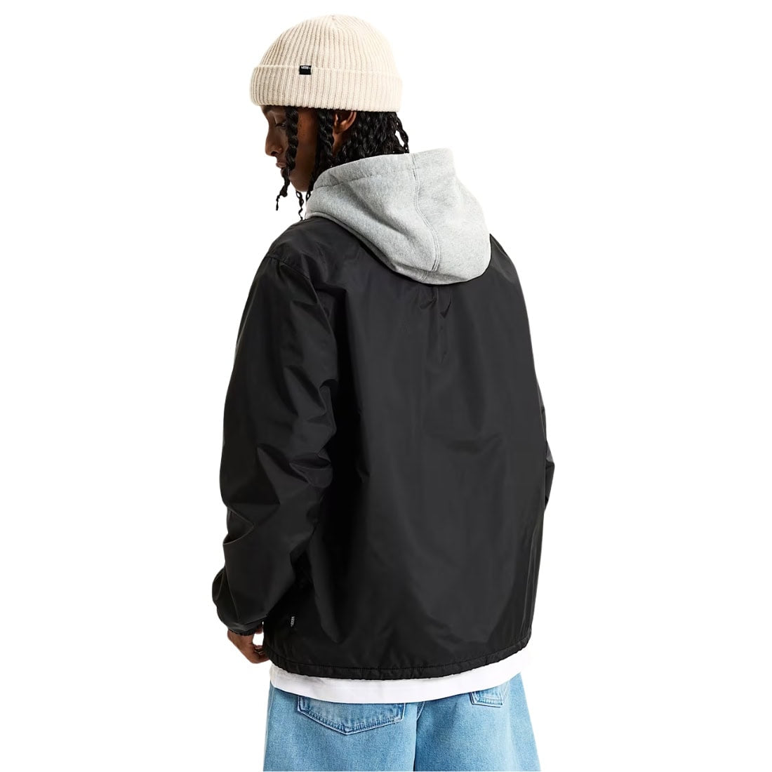 Vans Riley Hooded Coaches Jacket - Black - Mens Windbreaker/Rain Jacket by Vans