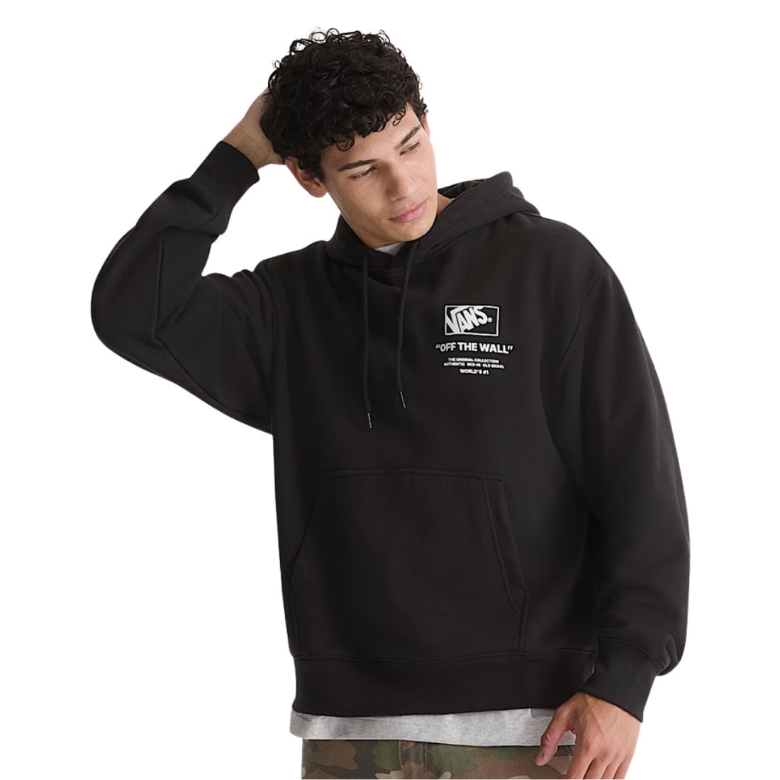Vans Stacked Hi Pullover Hoodie - Black/White - Mens Pullover Hoodie by Vans