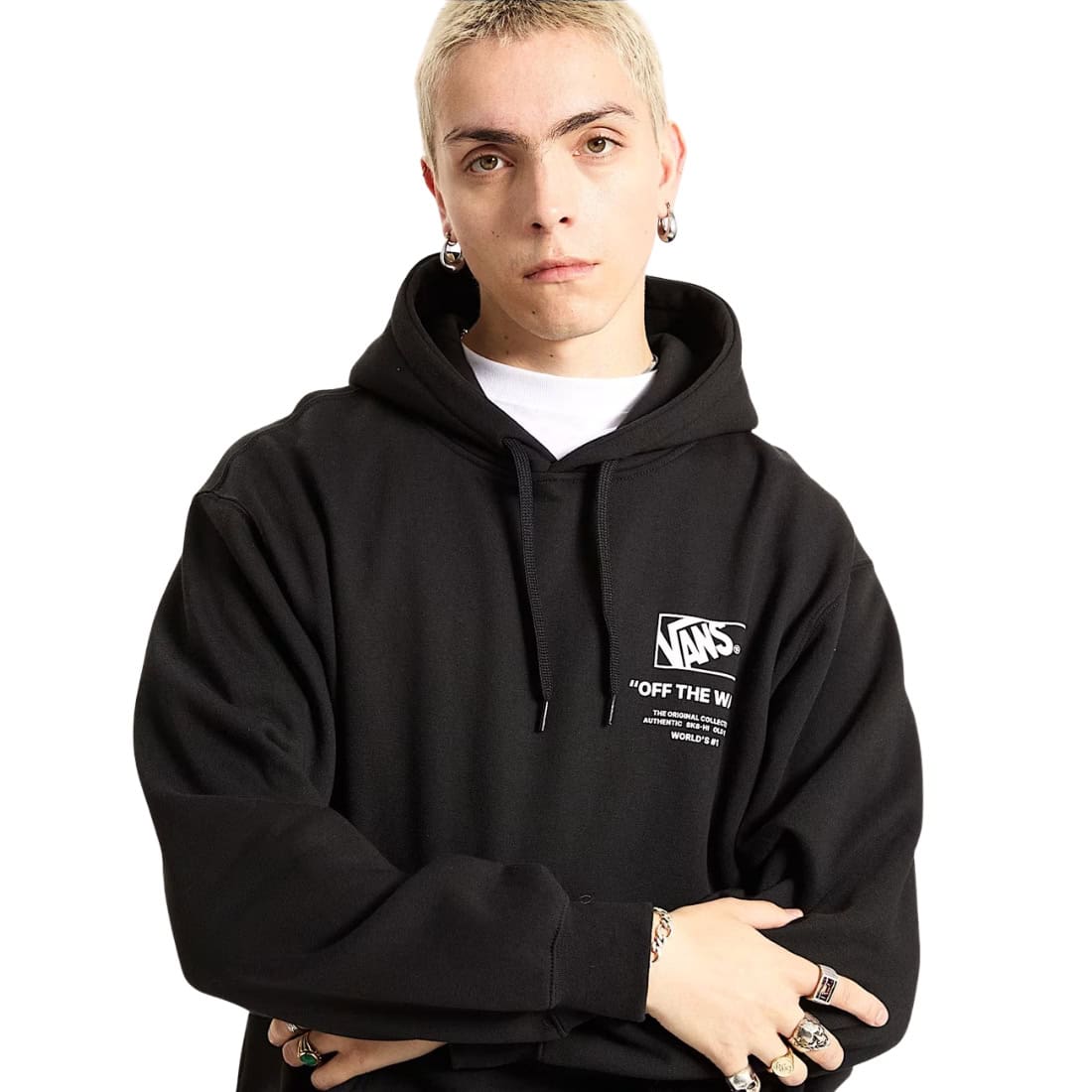 Vans Stockpile Pullover Hoodie - Black/White - Mens Pullover Hoodie by Vans