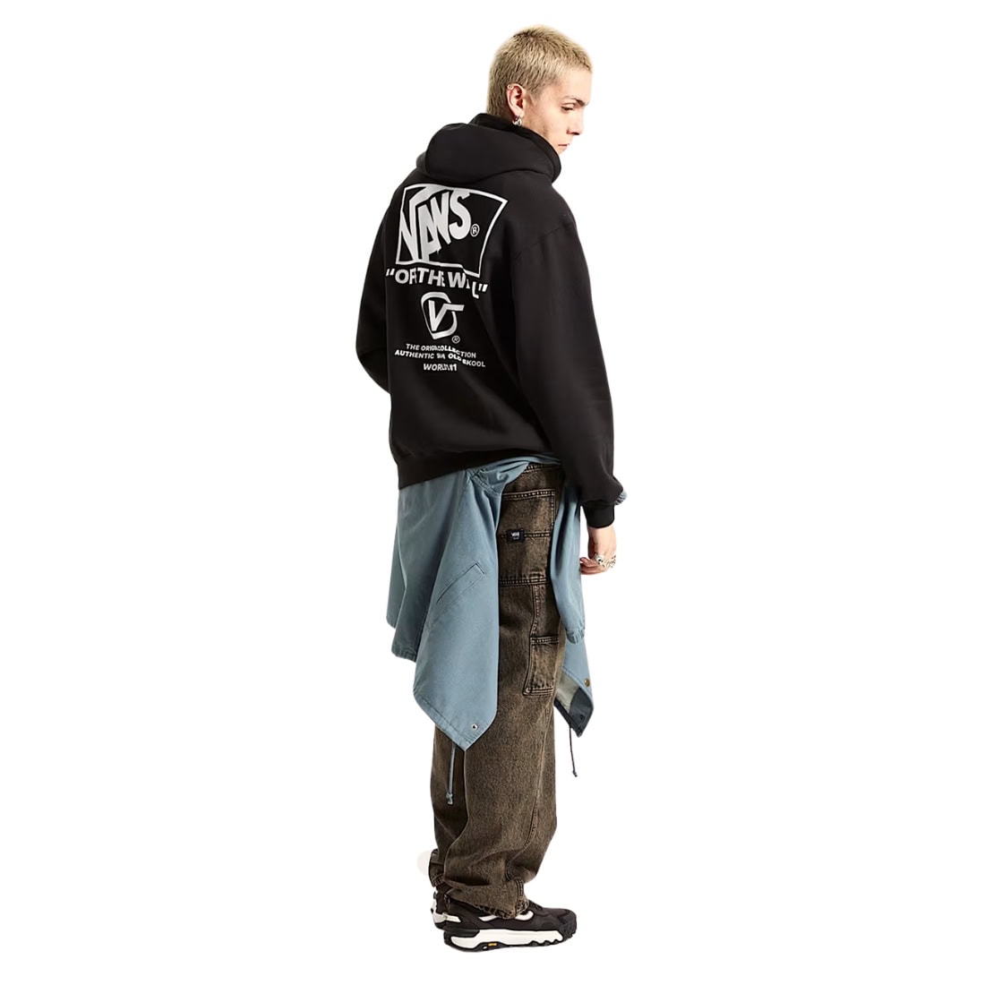 Vans Stockpile Pullover Hoodie - Black/White - Mens Pullover Hoodie by Vans