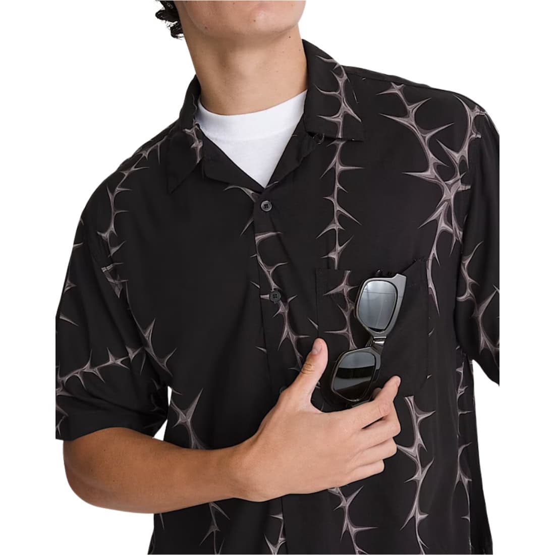 Vans Van Doren Printed Camp Shirt - Black Thorns - Mens Casual Shirt by Vans