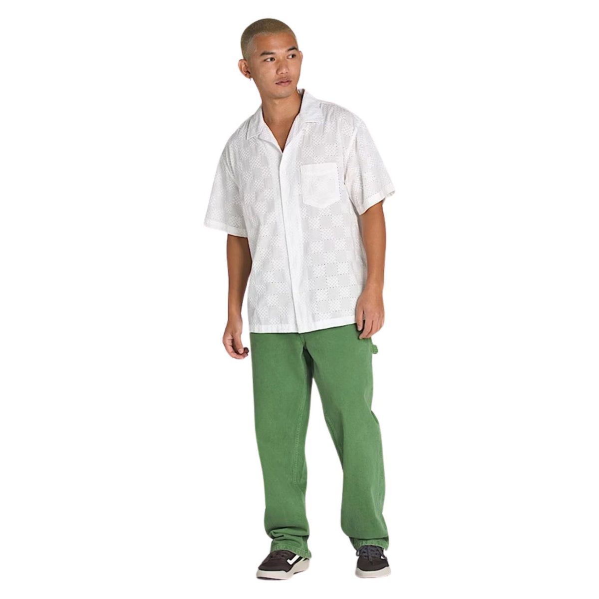 Vans Wayside Eyelet Short Sleeve Shirt - Marshmallow - Mens Casual Shirt by Vans