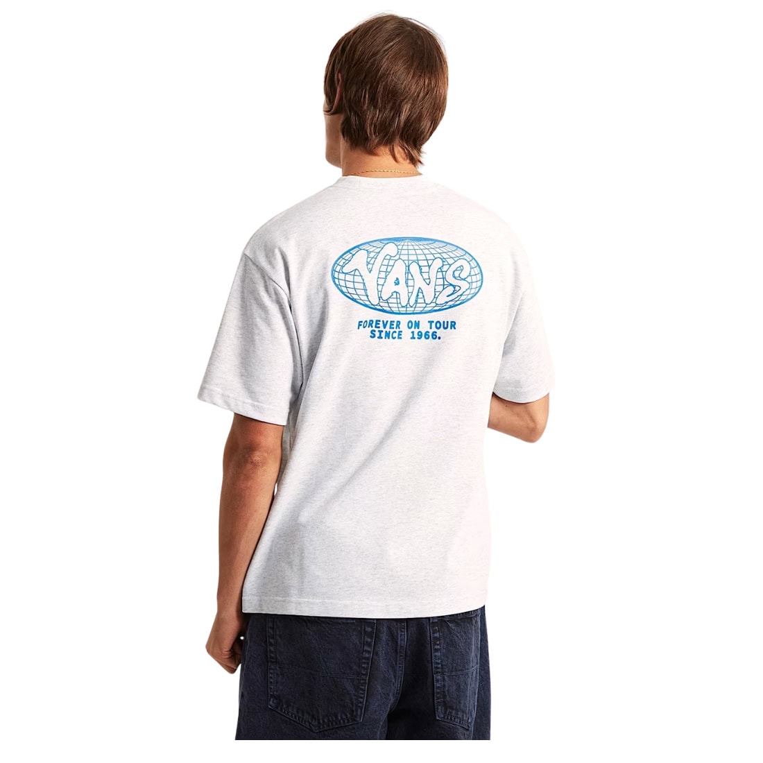 Vans World Tour Loose Fit T-Shirt - Light Grey - Mens Graphic T-Shirt by Vans