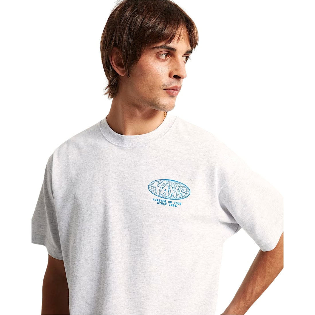 Vans World Tour Loose Fit T-Shirt - Light Grey - Mens Graphic T-Shirt by Vans
