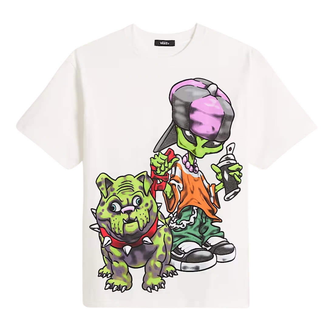 Vans Wreckpack Alien Dog Loose Fit T-Shirt - White - Mens Graphic T-Shirt by Vans